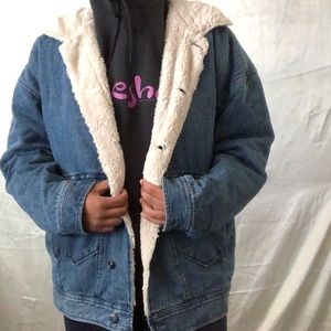 Faux Sherpa lined denim jacket